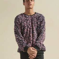 SpiritHoods LLC Lavender Leopard ULTRA SOFT Faux Fur Sweater | Men's NEW