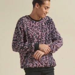 SpiritHoods LLC Lavender Leopard ULTRA SOFT Faux Fur Sweater | Men's NEW
