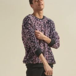 SpiritHoods LLC Lavender Leopard ULTRA SOFT Faux Fur Sweater | Men's NEW