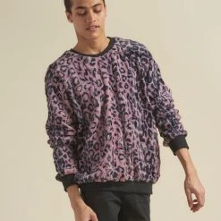 SpiritHoods LLC Lavender Leopard ULTRA SOFT Faux Fur Sweater | Men's NEW