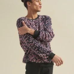 SpiritHoods LLC Lavender Leopard ULTRA SOFT Faux Fur Sweater | Men's NEW