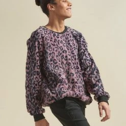 SpiritHoods LLC Lavender Leopard ULTRA SOFT Faux Fur Sweater | Men's NEW