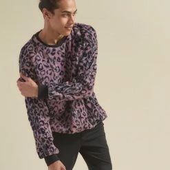SpiritHoods LLC Lavender Leopard ULTRA SOFT Faux Fur Sweater | Men's NEW