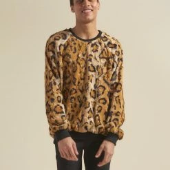 SpiritHoods LLC Cheetah ULTRA SOFT Faux Fur Sweater | Men's NEW