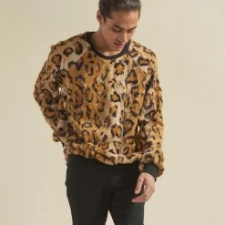 SpiritHoods LLC Cheetah ULTRA SOFT Faux Fur Sweater | Men's NEW