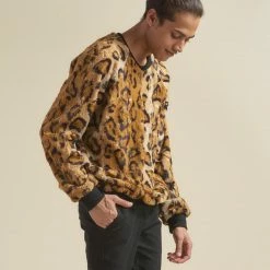 SpiritHoods LLC Cheetah ULTRA SOFT Faux Fur Sweater | Men's NEW