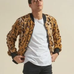SpiritHoods LLC NEW Cheetah ULTRA SOFT Faux Fur Bomber Jacket | Men's