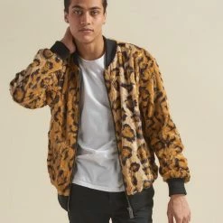 SpiritHoods LLC NEW Cheetah ULTRA SOFT Faux Fur Bomber Jacket | Men's
