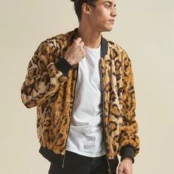 SpiritHoods LLC NEW Cheetah ULTRA SOFT Faux Fur Bomber Jacket | Men's