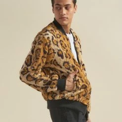 SpiritHoods LLC NEW Cheetah ULTRA SOFT Faux Fur Bomber Jacket | Men's