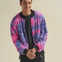 SpiritHoods LLC Cotton Candy Cat ULTRA SOFT Faux Fur Bomber Jacket | Men's NEW
