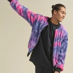 SpiritHoods LLC Cotton Candy Cat ULTRA SOFT Faux Fur Bomber Jacket | Men's NEW