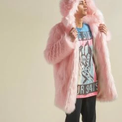 SpiritHoods LLC Flamingo Wolf Classic Faux Fur Coat | Men's