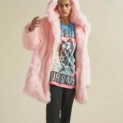 SpiritHoods LLC Flamingo Wolf Classic Faux Fur Coat | Men's