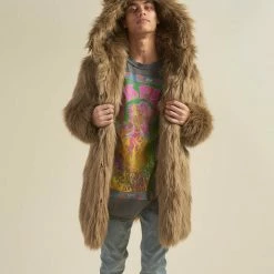 SpiritHoods LLC Ash Wolf Classic Faux Fur Coat | Men's