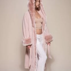 SpiritHoods LLC Rose Quartz Wolf Luxe Classic Faux Fur Robe | Women's