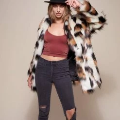 SpiritHoods LLC WOMENS Manx Cat Collared Faux Fur Coat | Women's