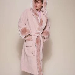 SpiritHoods LLC Rose Quartz Wolf Luxe Classic Faux Fur Robe | Men's