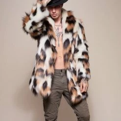 SpiritHoods LLC NIGHT TIME STYLE Manx Cat Collared Faux Fur Coat | Men's