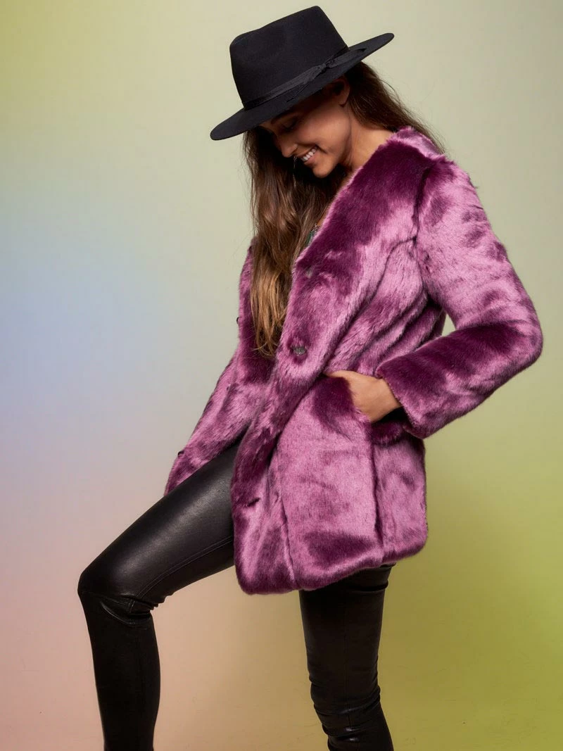 SpiritHoods LLC Lavender Wolf V-Neck Luxe Faux Fur Coat | Women's 1 SpiritHoods LLC Lavender Wolf V-Neck Luxe Faux Fur Coat | Women's