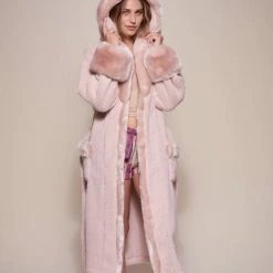 SpiritHoods LLC Rose Quartz Wolf Luxe Classic Faux Fur Robe | Women's