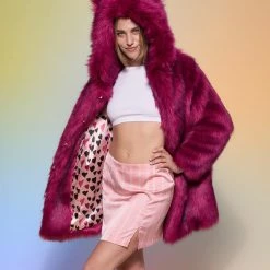 SpiritHoods LLC Love Wolf Luxe Classic Faux Fur Coat | Women's COLORFUL PARTY ANIMALS