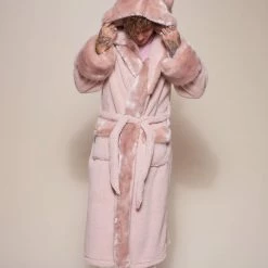 SpiritHoods LLC Rose Quartz Wolf Luxe Classic Faux Fur Robe | Men's