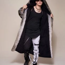 SpiritHoods LLC Grey Wolf Classic Faux Fur Robe | Men's