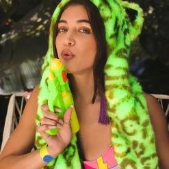 SpiritHoods LLC Neon Green Leopard Collector Edition Luxe Faux Fur Hood | Women's 10 SpiritHoods LLC Neon Green Leopard Collector Edition Luxe Faux Fur Hood | Women's