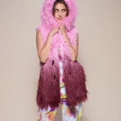 SpiritHoods LLC Pink Ombre Alpaca Hooded Faux Fur Vest | Women's