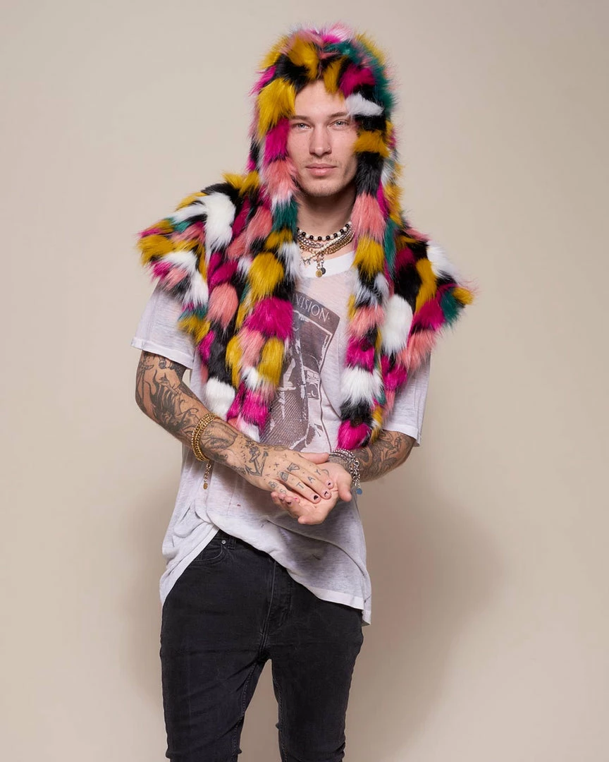SpiritHoods LLC COLORFUL PARTY ANIMALS Rainbow Butterfly Hooded Faux Fur Shawl | Men's 5 SpiritHoods LLC COLORFUL PARTY ANIMALS Rainbow Butterfly Hooded Faux Fur Shawl | Men's