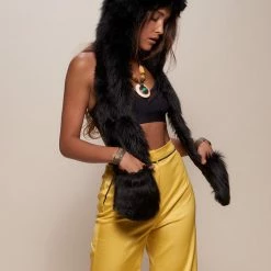 SpiritHoods LLC Black Wolf Faux Fur Hood | Women's