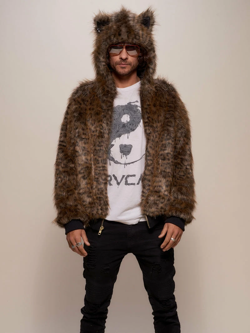SpiritHoods LLC FESTIVAL SALE Savannah Cat Classic Faux Fur Bomber Jacket | Men's 1 SpiritHoods LLC FESTIVAL SALE Savannah Cat Classic Faux Fur Bomber Jacket | Men's