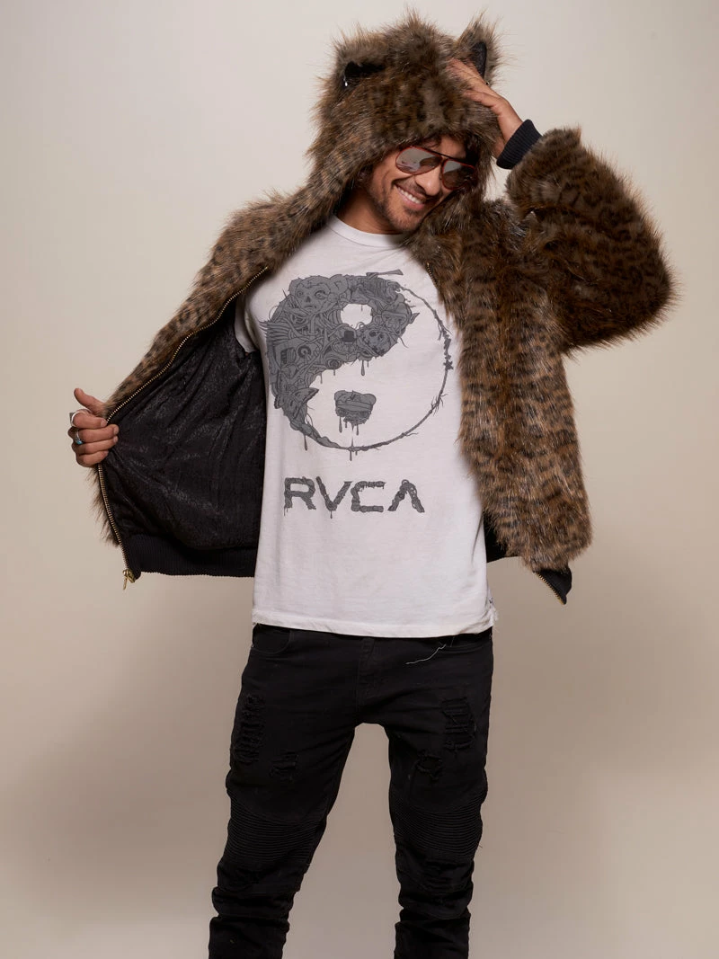 SpiritHoods LLC FESTIVAL SALE Savannah Cat Classic Faux Fur Bomber Jacket | Men's 4 SpiritHoods LLC FESTIVAL SALE Savannah Cat Classic Faux Fur Bomber Jacket | Men's