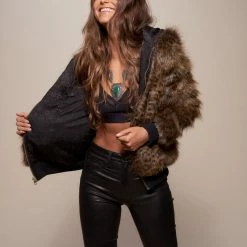 SpiritHoods LLC Savannah Cat Classic Faux Fur Bomber Jacket | Women's FESTIVAL SALE 10 SpiritHoods LLC Savannah Cat Classic Faux Fur Bomber Jacket | Women's FESTIVAL SALE