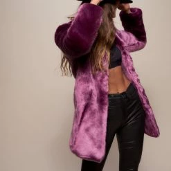 SpiritHoods LLC Lavender Wolf V-Neck Luxe Faux Fur Coat | Women's 12 SpiritHoods LLC Lavender Wolf V-Neck Luxe Faux Fur Coat | Women's