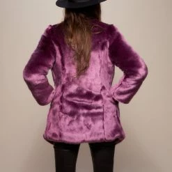 SpiritHoods LLC Lavender Wolf V-Neck Luxe Faux Fur Coat | Women's 13 SpiritHoods LLC Lavender Wolf V-Neck Luxe Faux Fur Coat | Women's