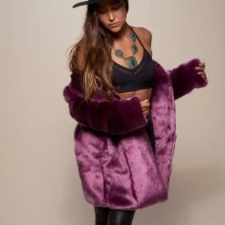 SpiritHoods LLC Lavender Wolf V-Neck Luxe Faux Fur Coat | Women's 10 SpiritHoods LLC Lavender Wolf V-Neck Luxe Faux Fur Coat | Women's