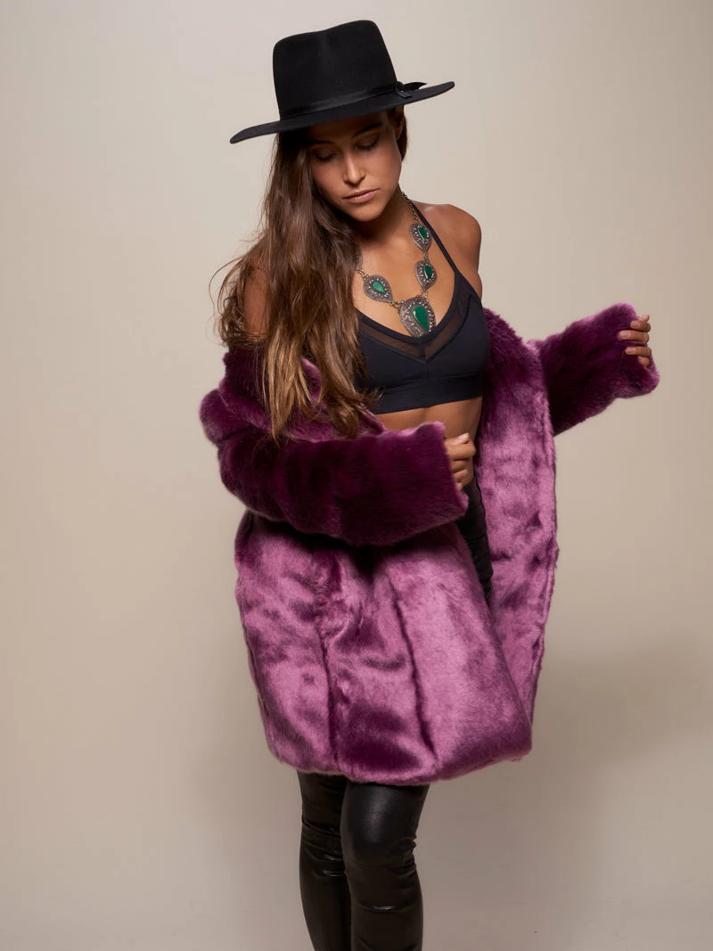 SpiritHoods LLC Lavender Wolf V-Neck Luxe Faux Fur Coat | Women's 4 SpiritHoods LLC Lavender Wolf V-Neck Luxe Faux Fur Coat | Women's