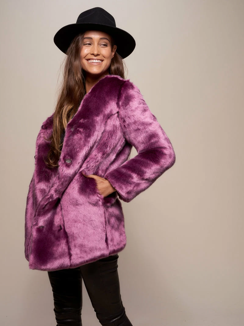 SpiritHoods LLC Lavender Wolf V-Neck Luxe Faux Fur Coat | Women's 2 SpiritHoods LLC Lavender Wolf V-Neck Luxe Faux Fur Coat | Women's