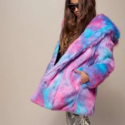 SpiritHoods LLC Cotton Candy Bear Classic Faux Fur Coat | Women's COLORFUL PARTY ANIMALS