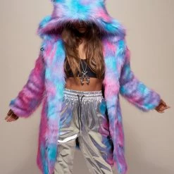SpiritHoods LLC Cotton Candy Bear Classic Faux Fur Coat | Women's COLORFUL PARTY ANIMALS