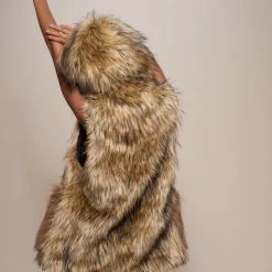 SpiritHoods LLC Golden Jackal Hooded Faux Fur Vest | Women's