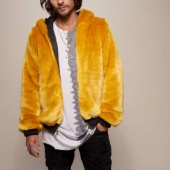 SpiritHoods LLC COLORFUL PARTY ANIMALS Golden Wolf Luxe Classic Bomber Jacket | Men's