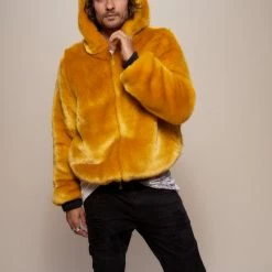 SpiritHoods LLC COLORFUL PARTY ANIMALS Golden Wolf Luxe Classic Bomber Jacket | Men's