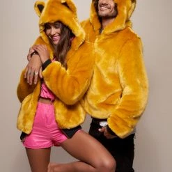 SpiritHoods LLC COLORFUL PARTY ANIMALS Golden Wolf Luxe Classic Bomber Jacket | Men's