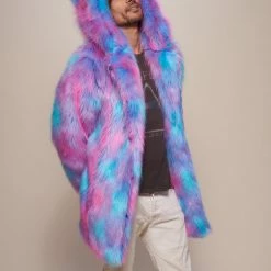 SpiritHoods Sales Shop 18 SpiritHoods LLC Cotton Candy Bear Classic Faux Fur Coat | Men's COLORFUL PARTY ANIMALS