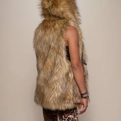 SpiritHoods LLC Golden Jackal Faux Fur Vest | Men's DAY TIME STYLE