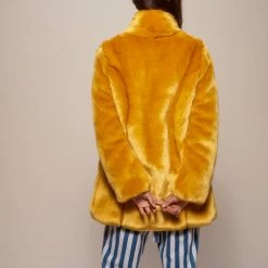 SpiritHoods LLC Golden Wolf Luxe Collared Faux Fur Coat | Women's COLORFUL PARTY ANIMALS