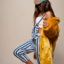 SpiritHoods LLC Golden Wolf Luxe Collared Faux Fur Coat | Women's COLORFUL PARTY ANIMALS